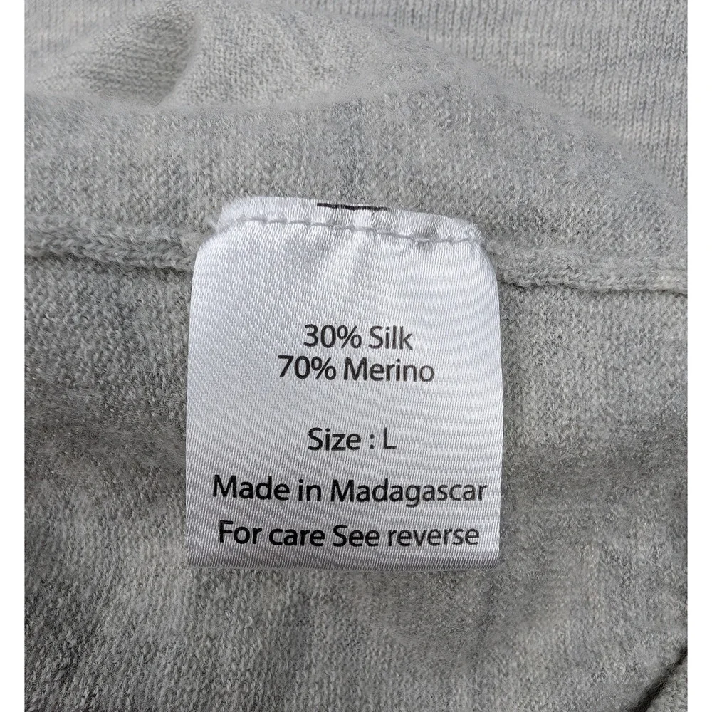 Proper Cloth Sweater Mens Large Silk Merino Wool Quiet Luxury Lightweight Gray